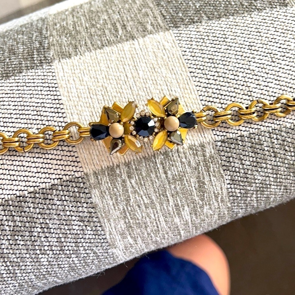 VINTAGE J.Crew Gold Rhinestone Bracelet - Picture 1 of 9